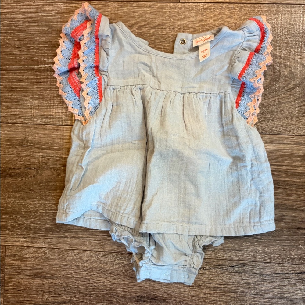 Cat & Jack Light Blue Baby Girls' Ruffle Sleeve Romper